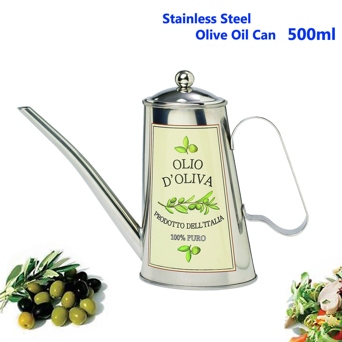 Cuisena Oil Can w/ Lid 500ml - Stainless Steel