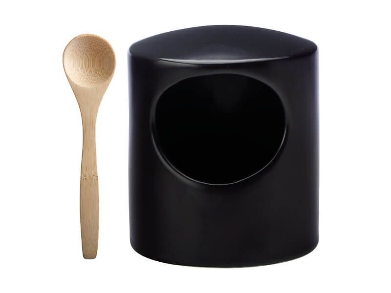 Maxwell & Williams Epicurious Salt Pig With Bamboo Spoon - Black
