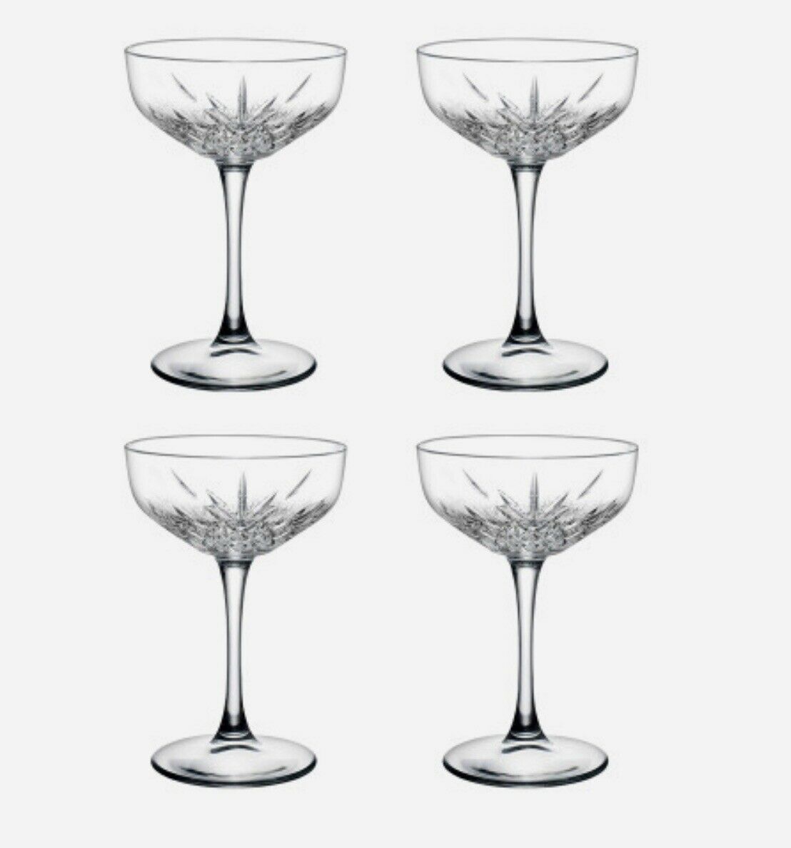 Pasabahce Timeless Champagne Saucer Glasses - Set of 4 - 255ml
