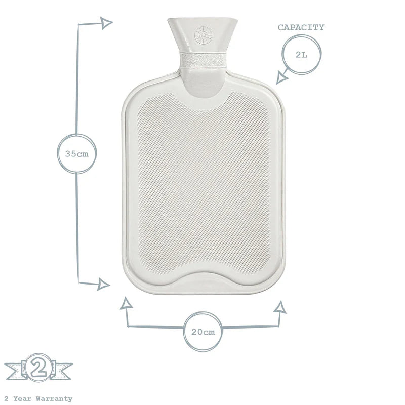 Hot Water Bottle With Plush Grey Cover