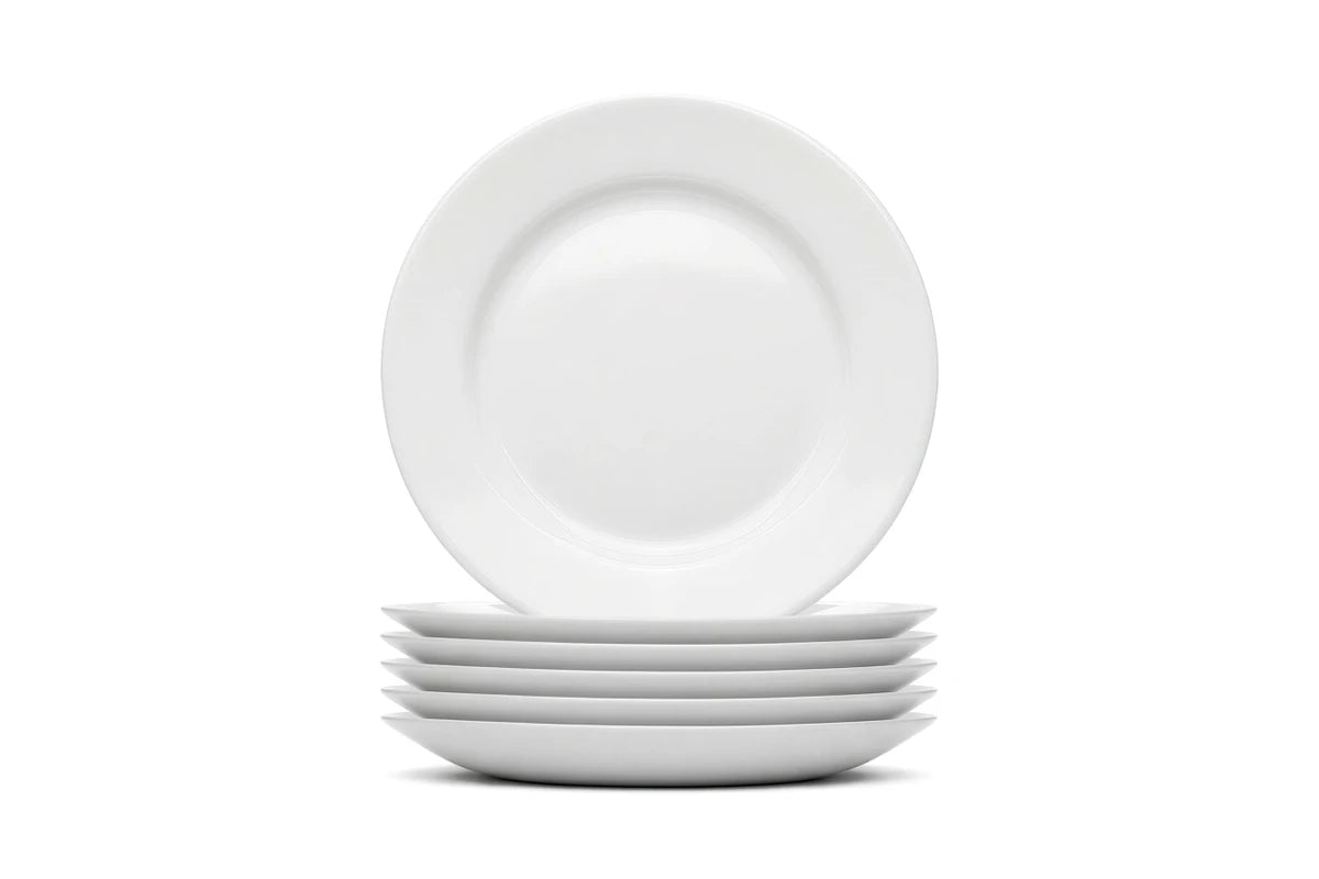 Argon 6 x Round Opal Glass Side Plates 15cm White - Pack of 6