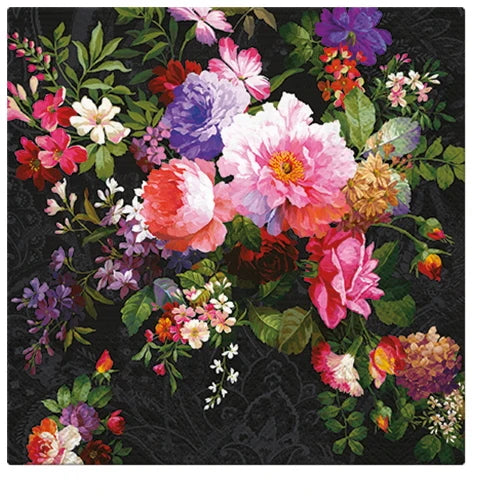 Paw Lunch Napkins "Roses on Velvet" Pack of 20 - 33x33cm