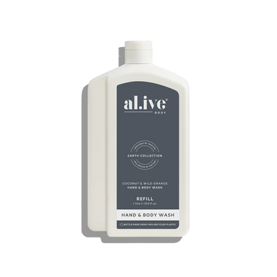al.ive Hand & Body Wash Refill 1L - Coconut & Wild Orange (Made in Australia)