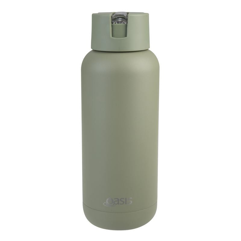 Oasis Ceramic Stainless Steel Triple Wall Insulated Moda Drink Bottle 1Lt - Olive Green