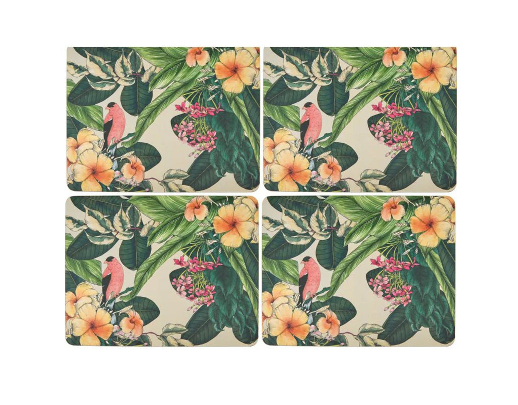 Maxwell & Williams The Blck Pen Frangipani Placemats - Set of 4 - Cork Back 34x26.5cm