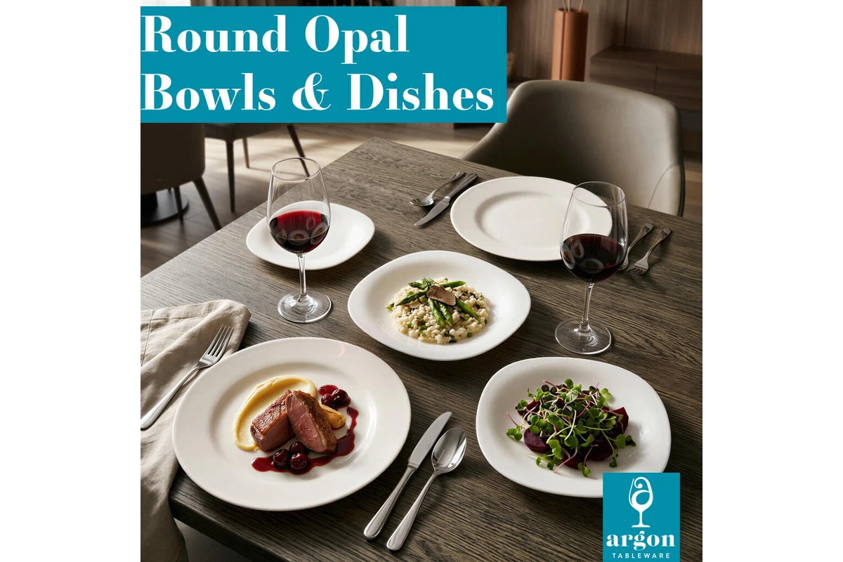 Argon 6 x Round Opal Glass Side Plates 15cm White - Pack of 6