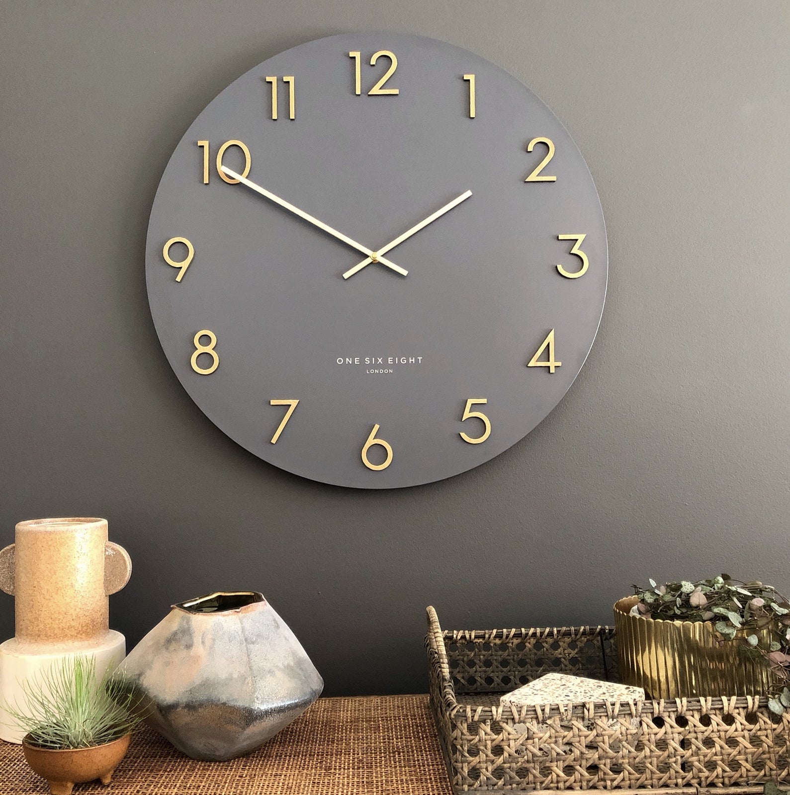 KATELYN Charcoal Metal Wall Clock Grey - 40cm