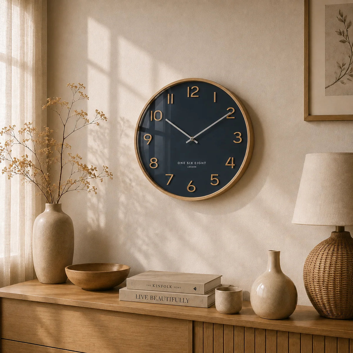 Wallace Petrol Blue Metal Wall Clock - 41cm