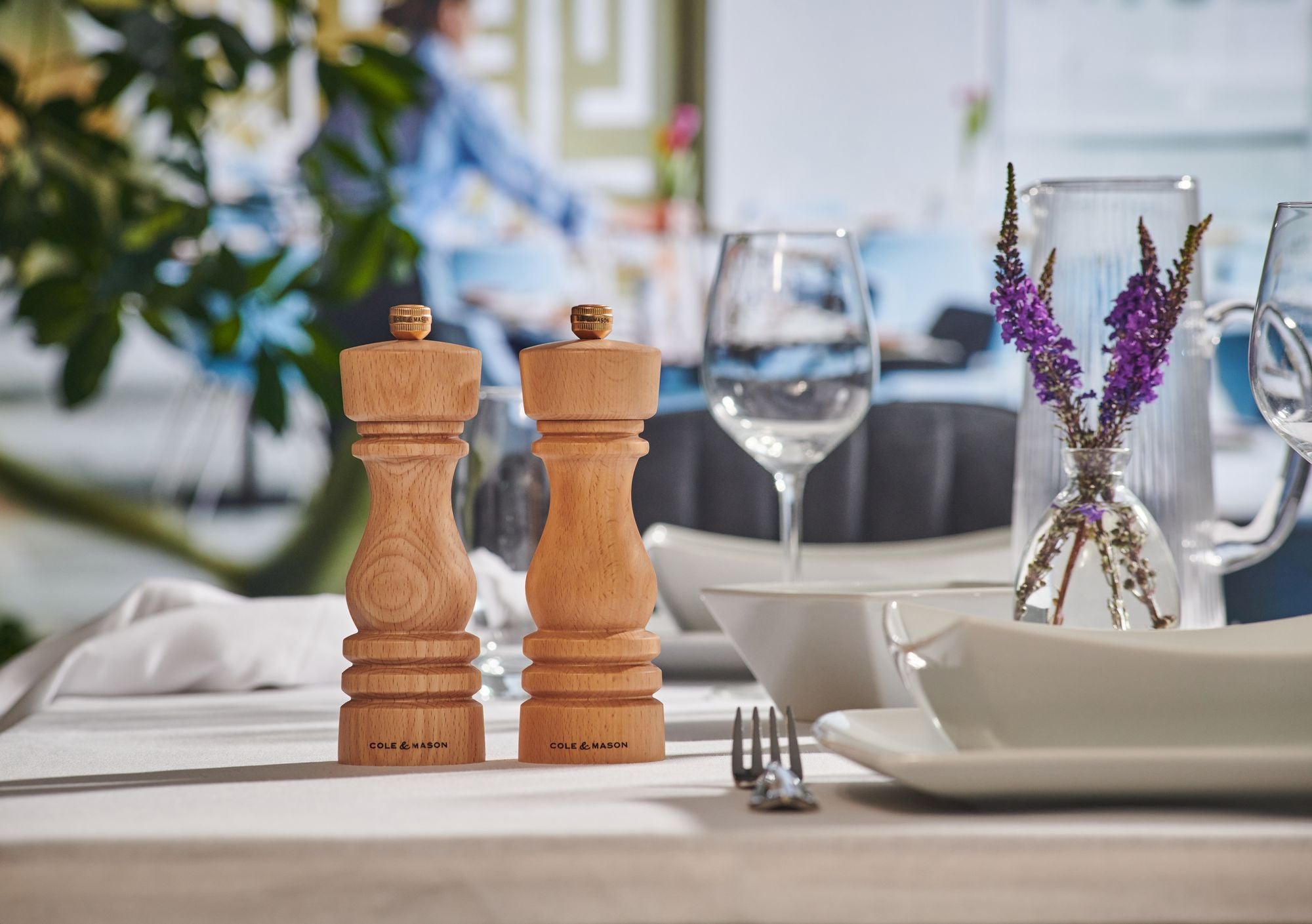 Cole & Mason London Salt and Pepper Mill Gift Set - Natural Beech - 18cm