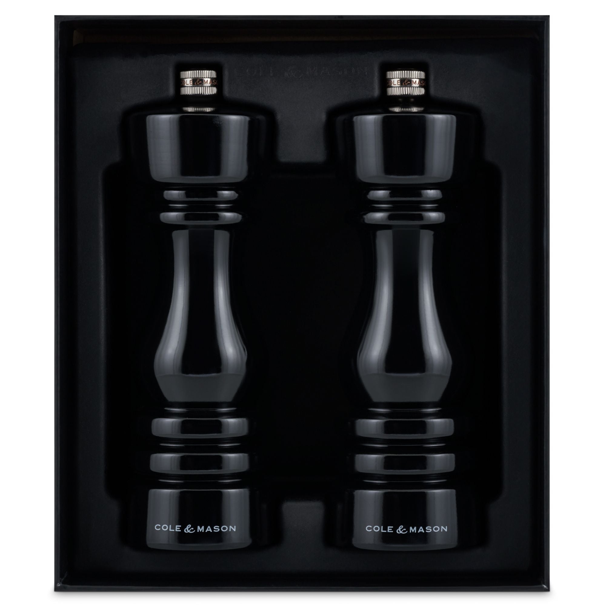 Cole & Mason London Salt and Pepper Mill Gift Set - Black Gloss - 18cm