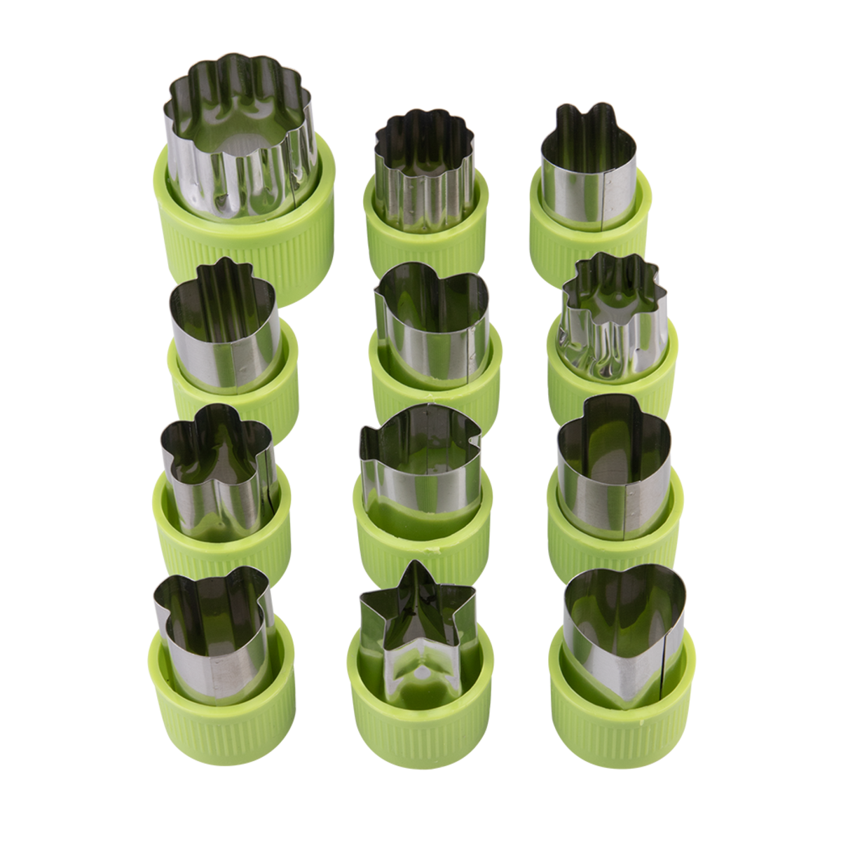 Appetito Fruit & Vegetable Cutters Set of 12 Assorted Shapes - Green