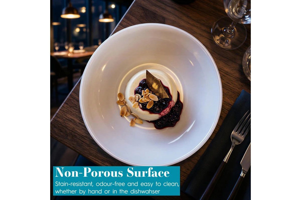 Argon 6 x Round Opal Glass Side Plates 15cm White - Pack of 6