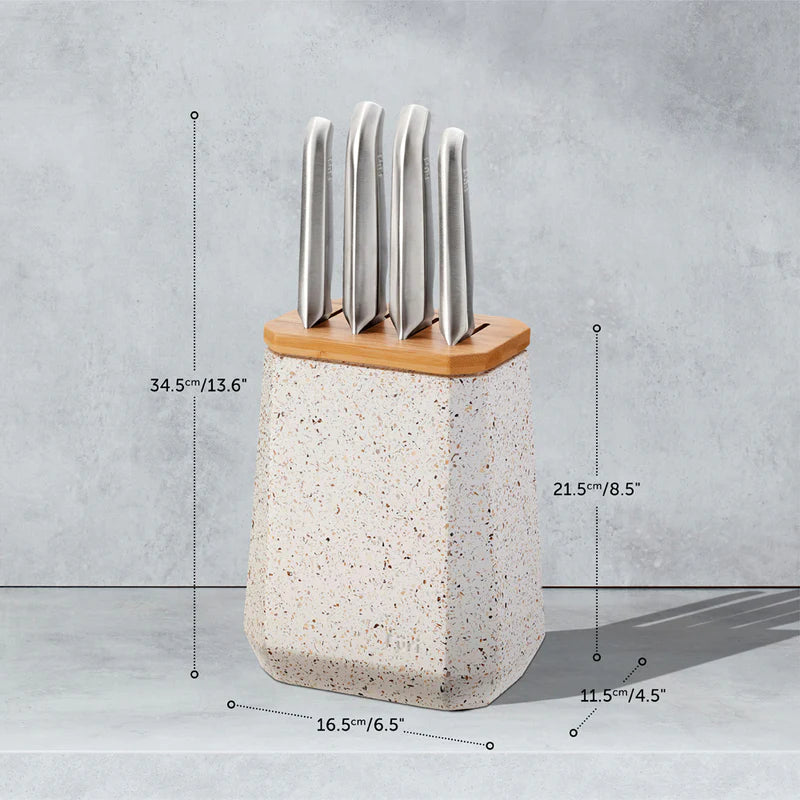 Furi Stone Knife Block Set Sepia Terrazzo - 5 Piece