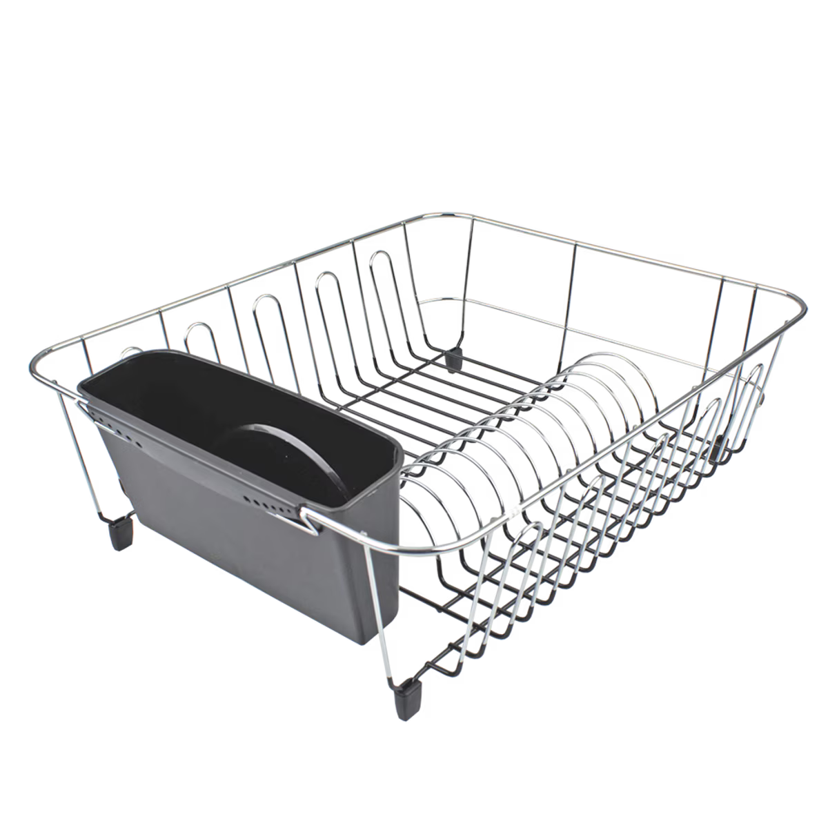D.Line Large Dish Drainer Chrome/PVC with Caddy Charcoal - 44.5 x 35.5 x 14.5cm