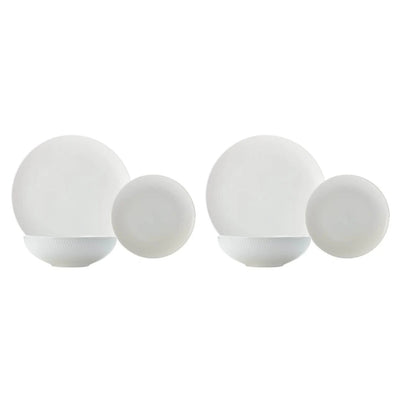 2x Maxwell & Williams White Basics Diamonds Dinner Set 12pc Gift Boxed