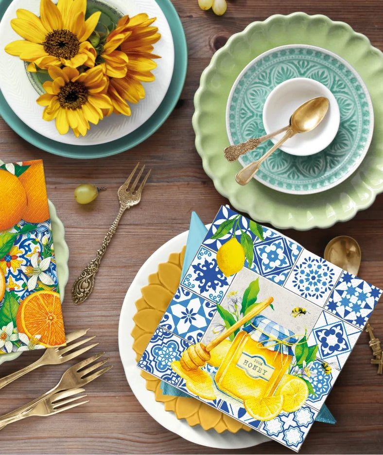 Paw Lunch Napkins "Citrus & Honey" Pack of 20 - 33x33cm