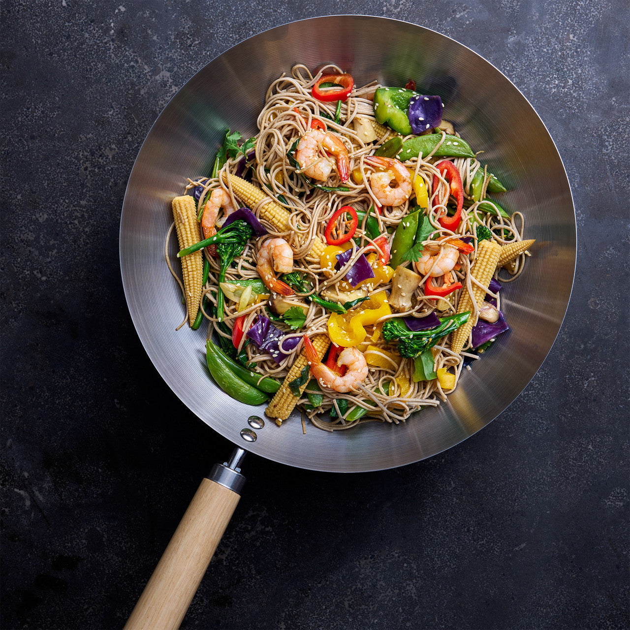 Pyrolux Wok With Long Wood Handle 30cm