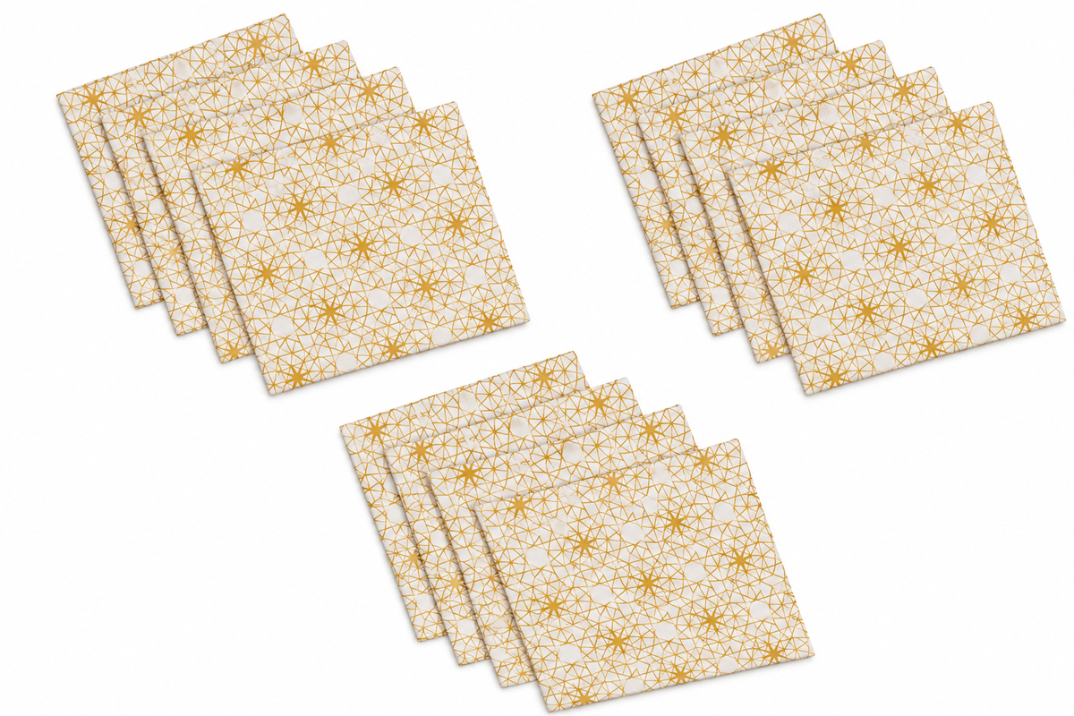 Maxwell & Williams Starry Night Napkins 45x45cm - Gold - 12 Piece Set (3 Packs of 4)