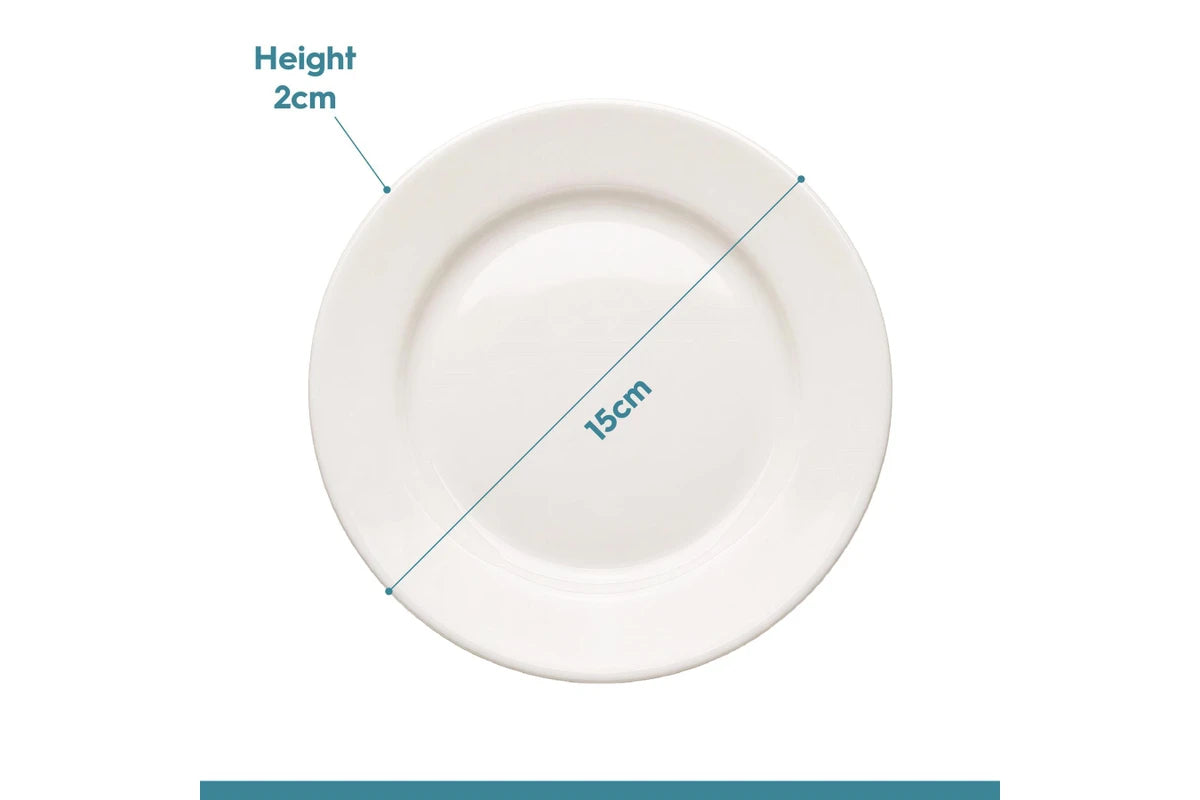 Argon 6 x Round Opal Glass Side Plates 15cm White - Pack of 6