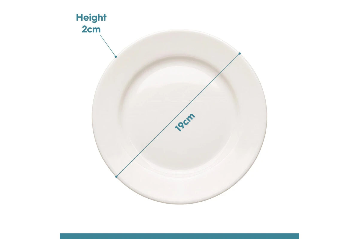 Argon 6 x Round Opal Glass Side Plates 19cm White - Pack of 6