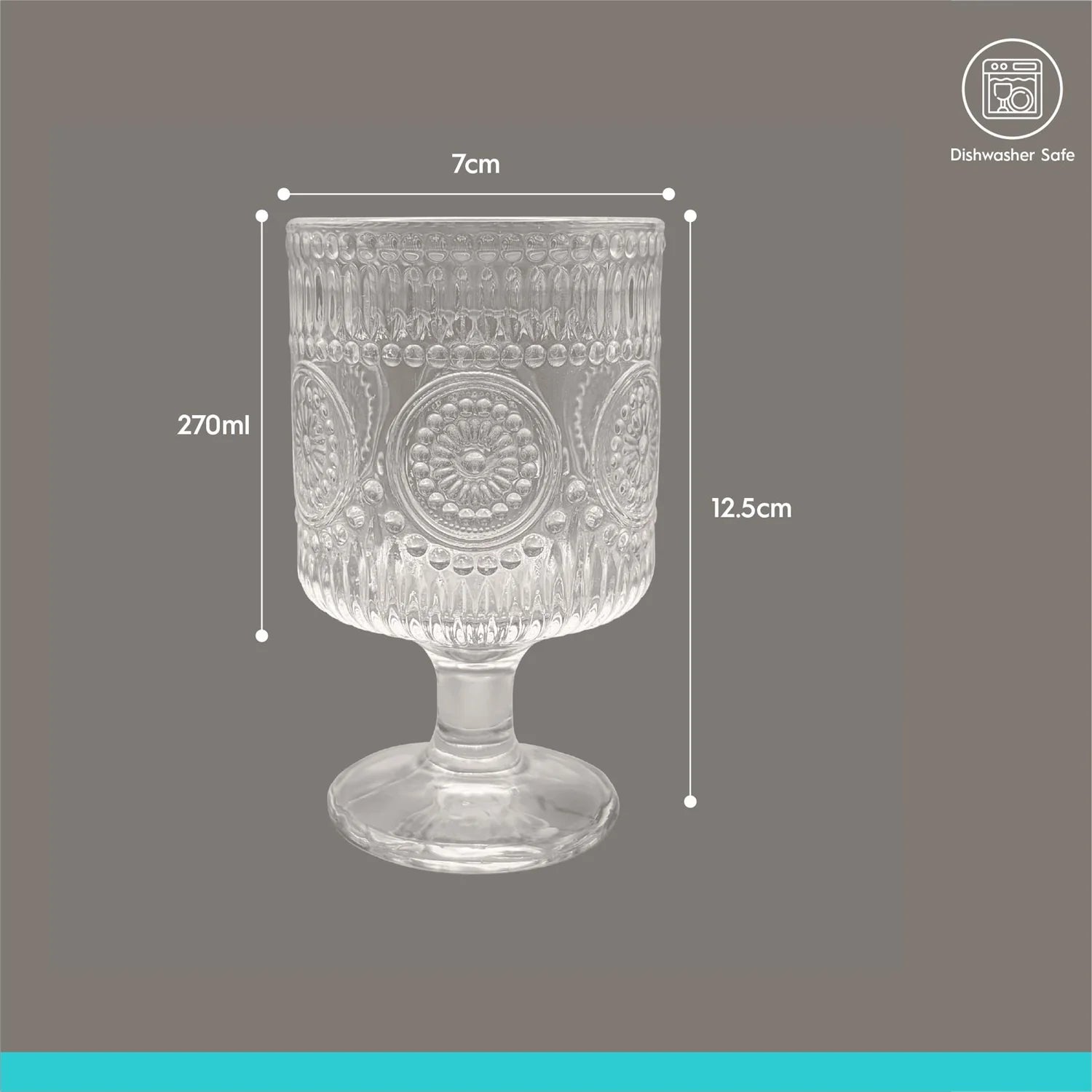 Amore Ribbed Wine Glasses 270ml - Pack of 6