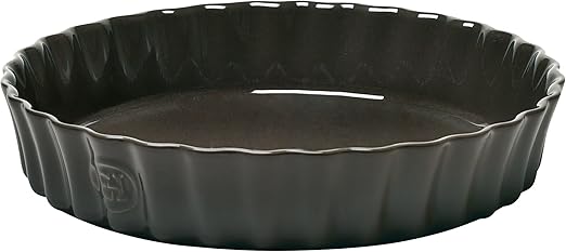 Emile Henry Deep Ceramic Pastry Tart Dish 24cm - Charcoal