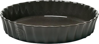 Emile Henry Deep Ceramic Pastry Tart Dish 24cm - Charcoal
