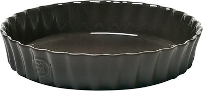 Emile Henry Deep Ceramic Pastry Tart Dish 29cm - Charcoal