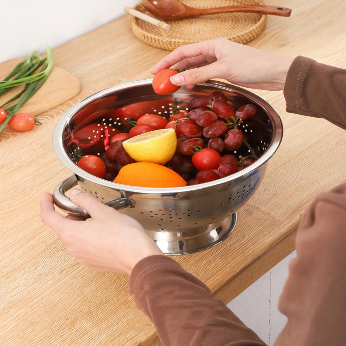 Cuisena Colander 24cm With Handles - Stainless Steel