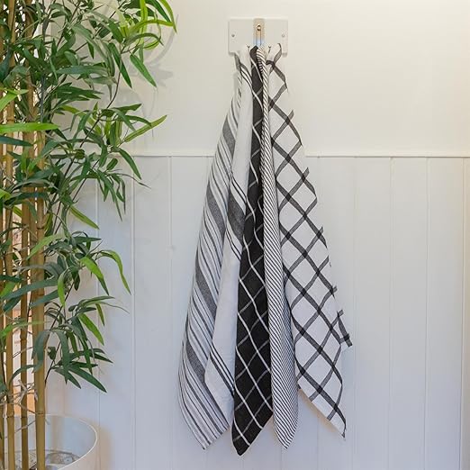 Nicola Spring Monochrome Cotton 5pc Tea Towel Set - 70cm x 50cm