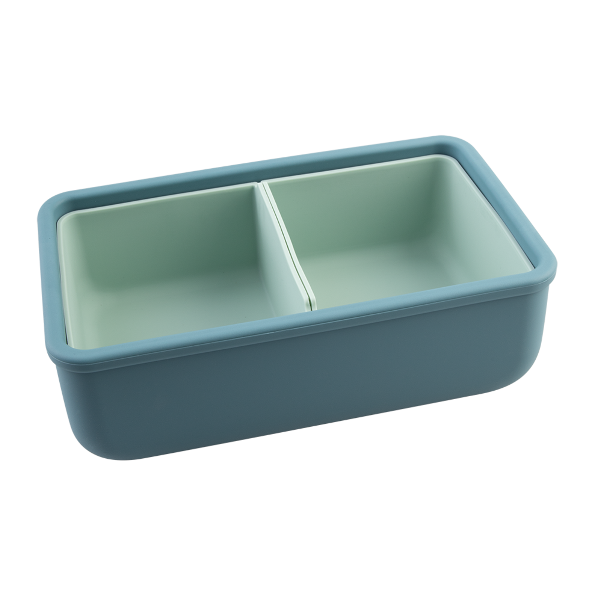 Melii Luxe Silicone Bento Box With Silicone Dividers - 2 Compartments - Blue Mint - 700ml