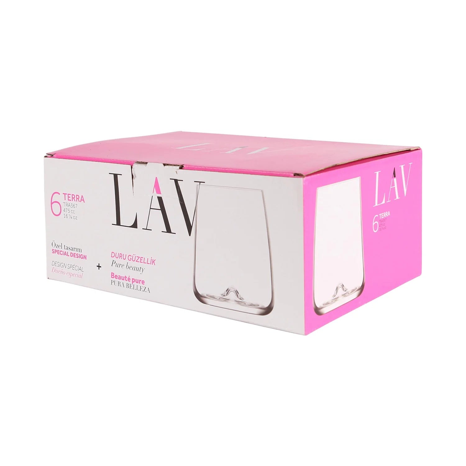 LAV Terra Tumbler Glasses 475ml  - Pack of 6