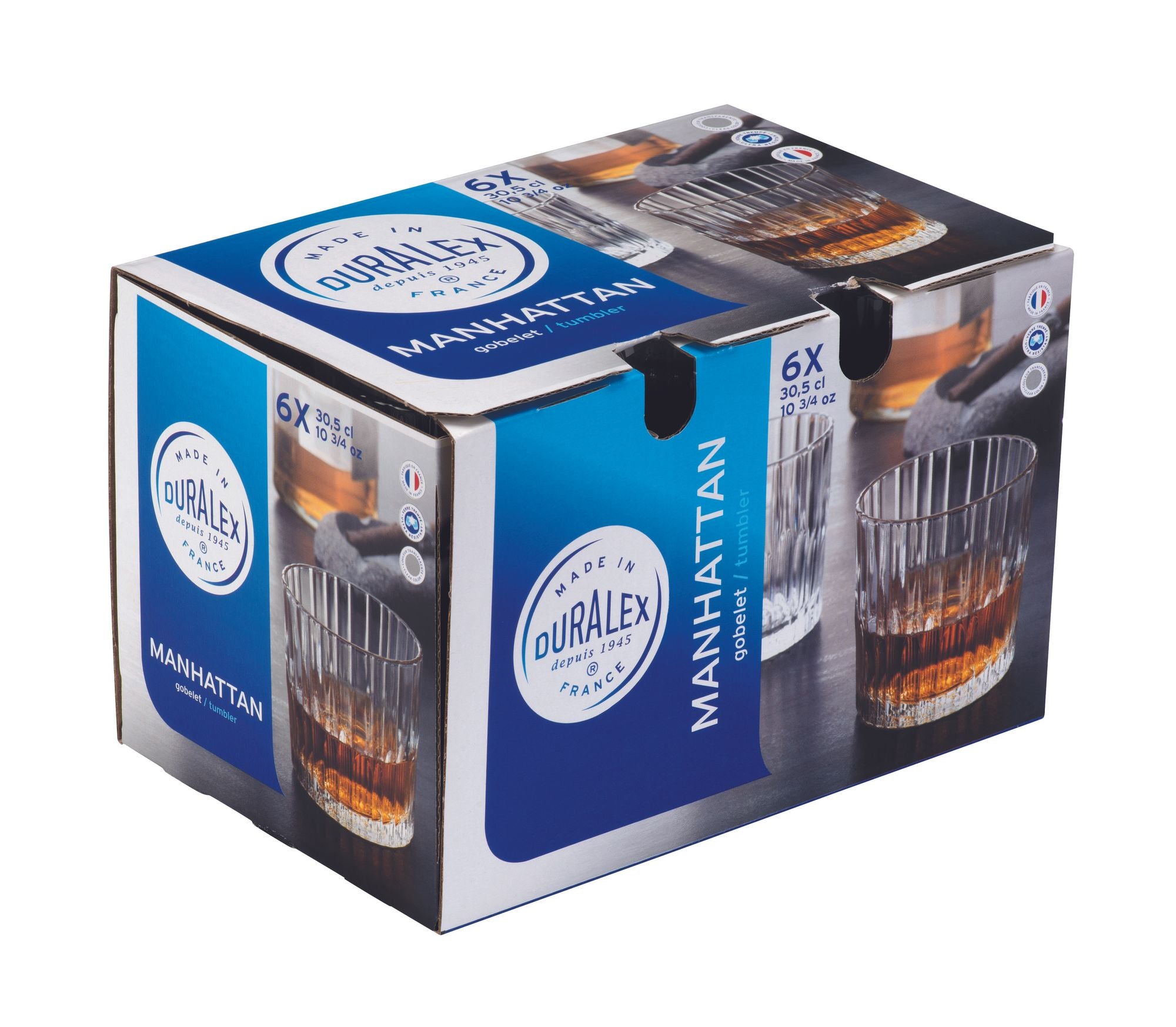 Duralex Manhattan Highball Tumblers - 305ml - Set of 6 (Made in France)