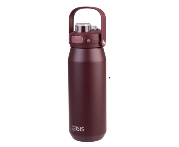 Oasis Ceramic Stainless Steel Triple Wall Insulated Capri Drink Bottle with Quick Release Lid 750ml - Bordeaux