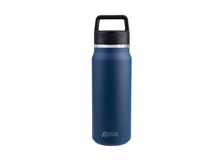 Oasis Stainless Steel Double Wall Insulated 'Summit' Drink Bottle with Chug Spout 750ml - French Navy