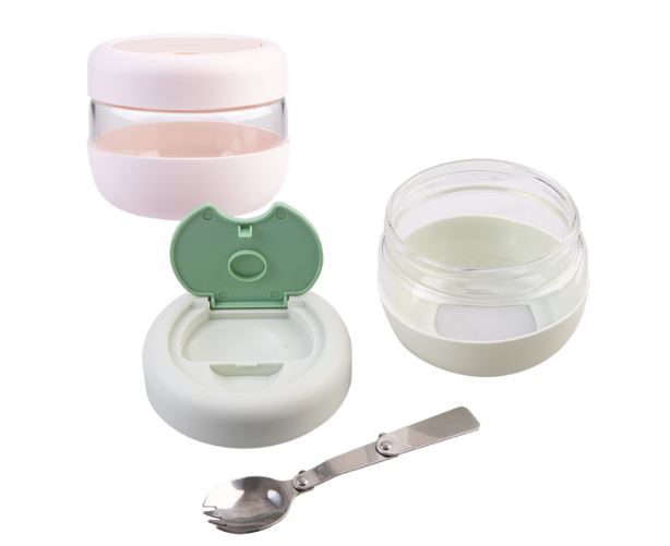 Oasis Glass Food Pod with Stainless Steel Spork 500ml - Mint Green