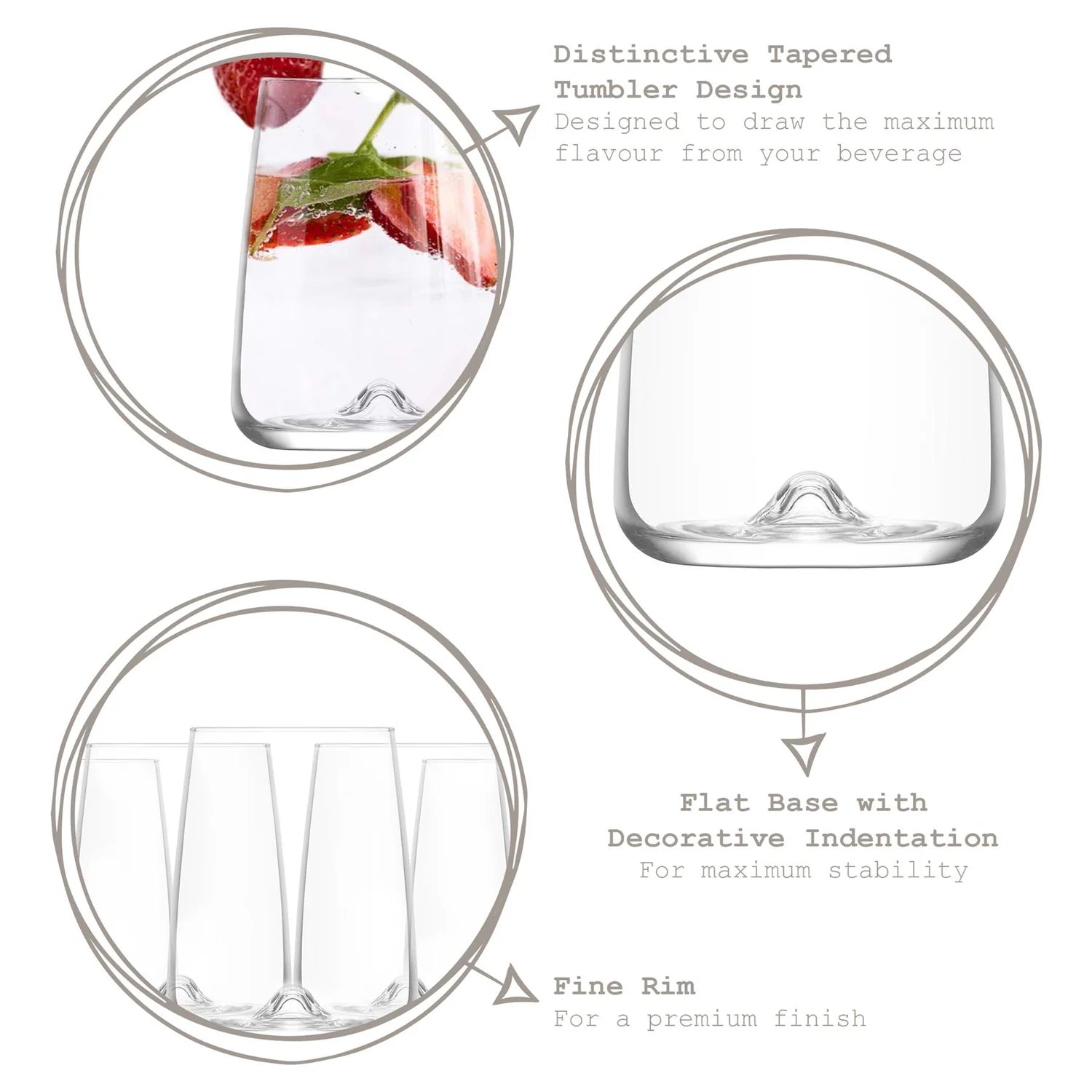LAV Terra Tumbler Glasses 475ml  - Pack of 6