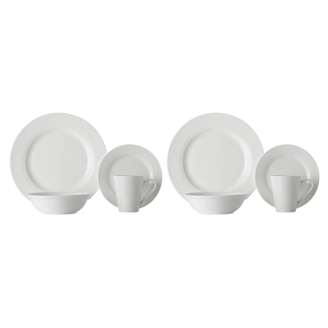 2x Maxwell & Williams White Basics Cosmopolitan Rim Dinner Set 16pc Gift Boxed