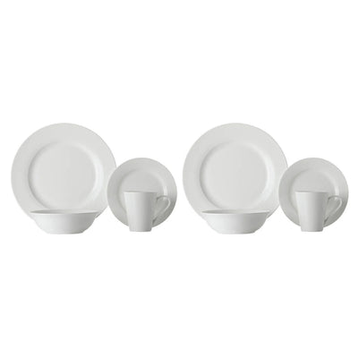 2x Maxwell & Williams White Basics Cosmopolitan Rim Dinner Set 16pc Gift Boxed