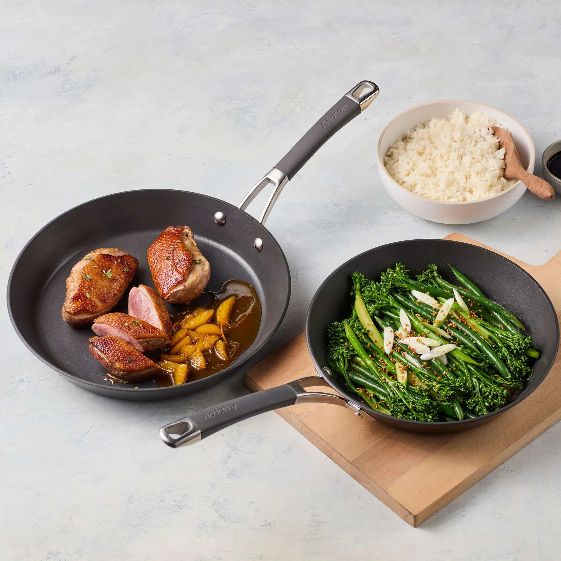 Anolon Endurance+ Nonstick Induction 20/26cm Open French Skillet Twin Pack