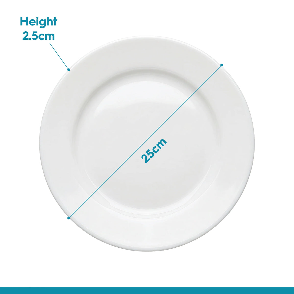 Argon 6 x Round Opal Glass Dinner Plates 25cm White - Pack of 6