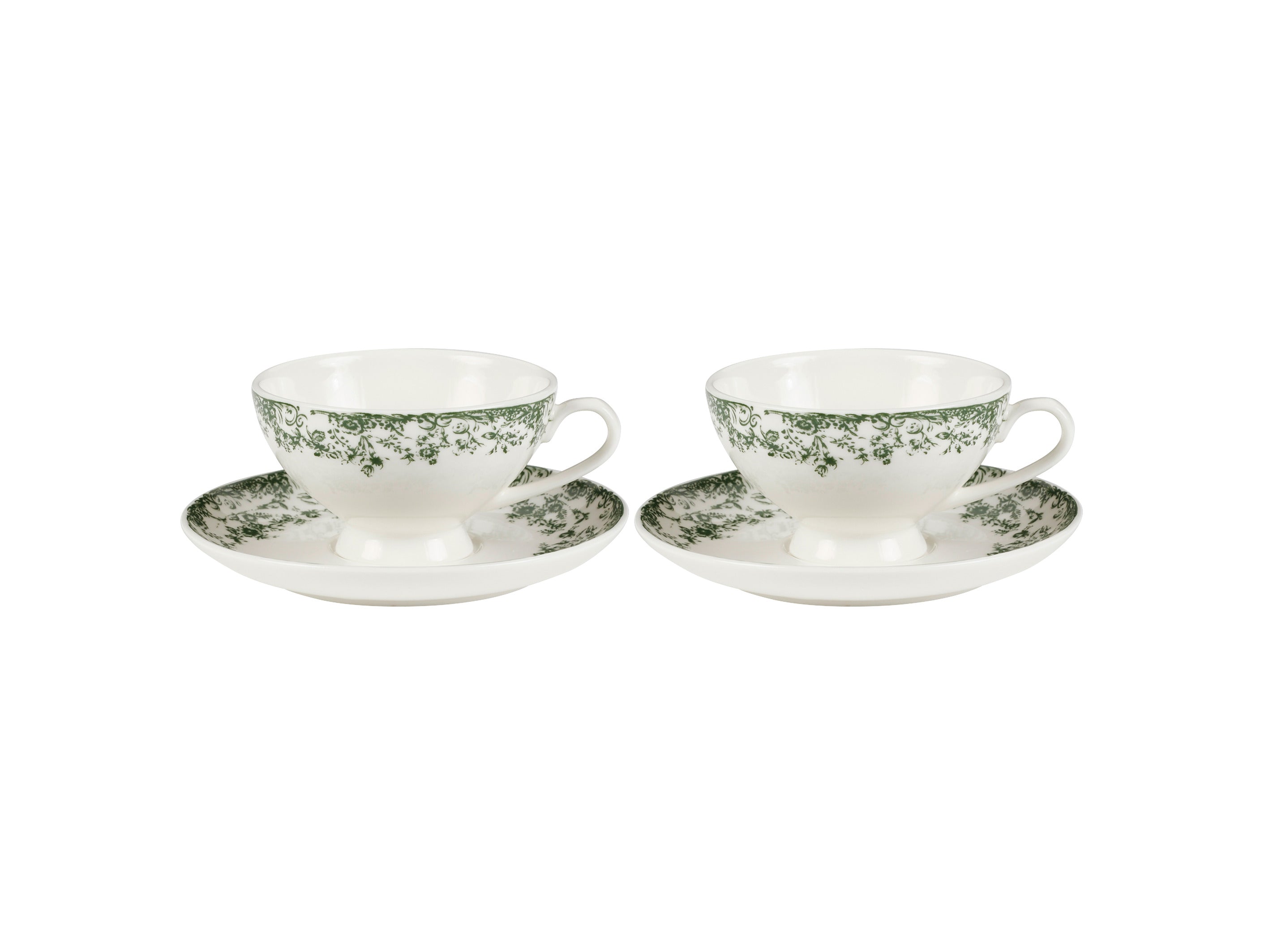 Casa Domani Rosetta Demi Cup & Saucer 90ML Set of 2 Antique Green - Gift Boxed