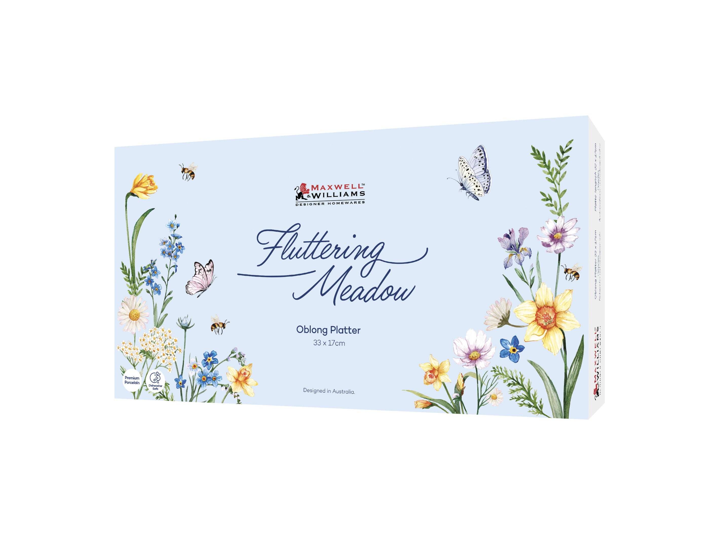 Maxwell & Williams Fluttering Meadow Oblong Platter 33x17cm - Gift Boxed