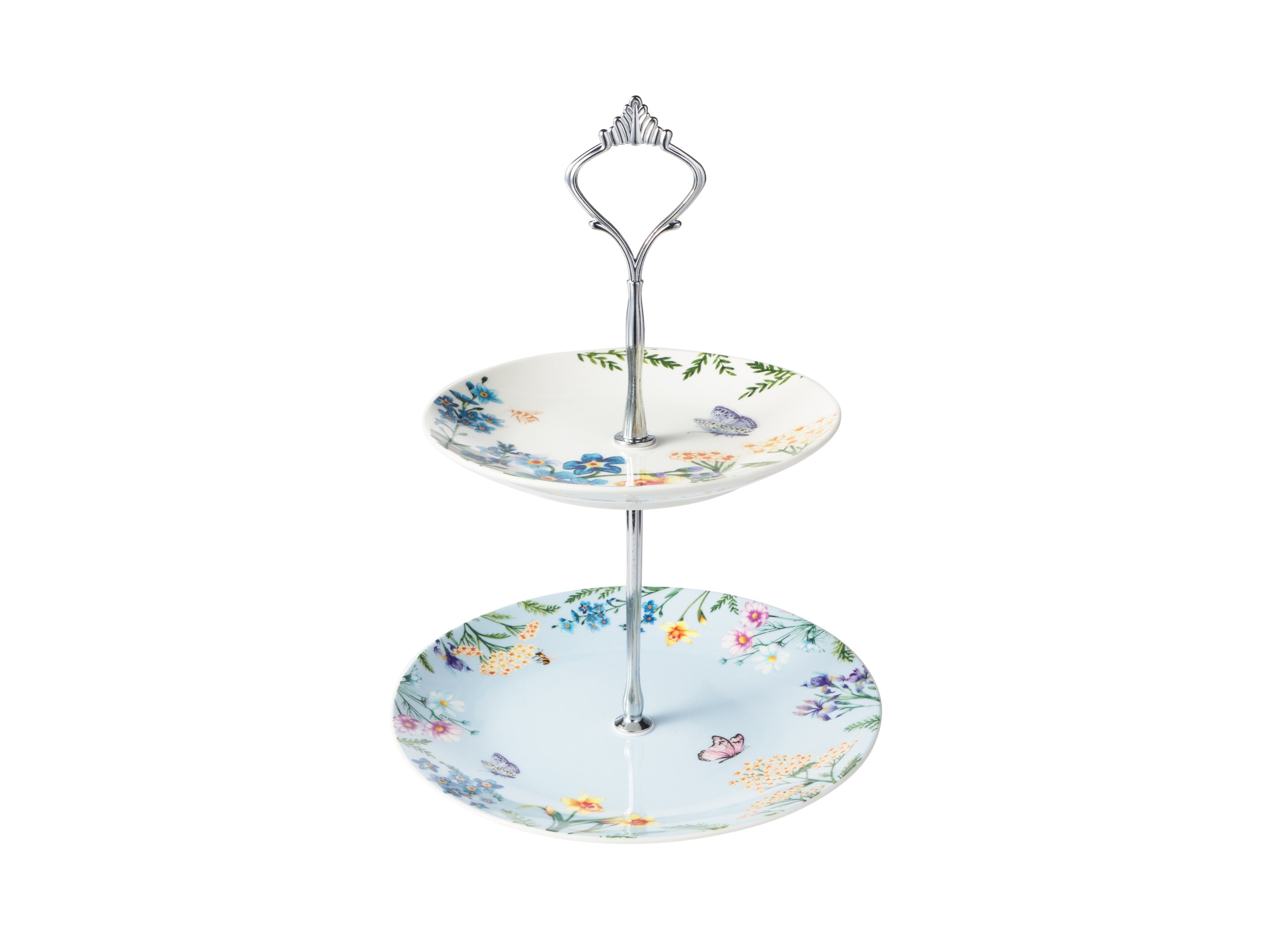 Maxwell & Williams Fluttering Meadow 2 Tiered Cake Stand 15/19x26cm - Gift Boxed