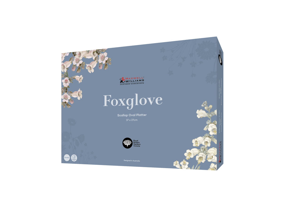 Maxwell & Williams Royal Botanic Gardens Foxglove Scallop Oval Platter 37x27cm Gift Boxed