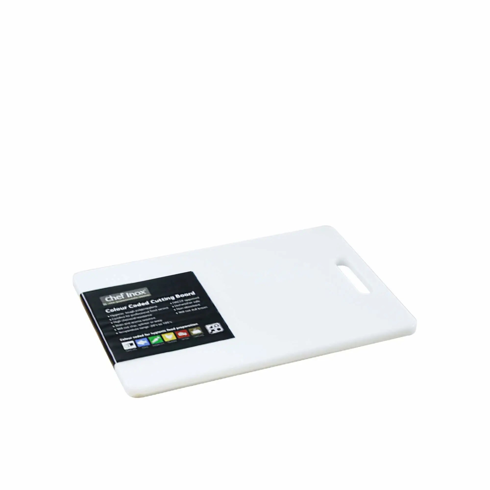 Chef Inox Colour Coded Cutting Board With Handle - White – 20x27x1.2cm