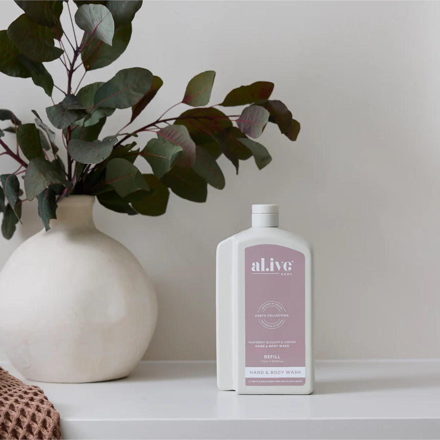al.ive Hand & Body Wash Refill 1L - Raspberry Blossom & Juniper (Made in Australia)