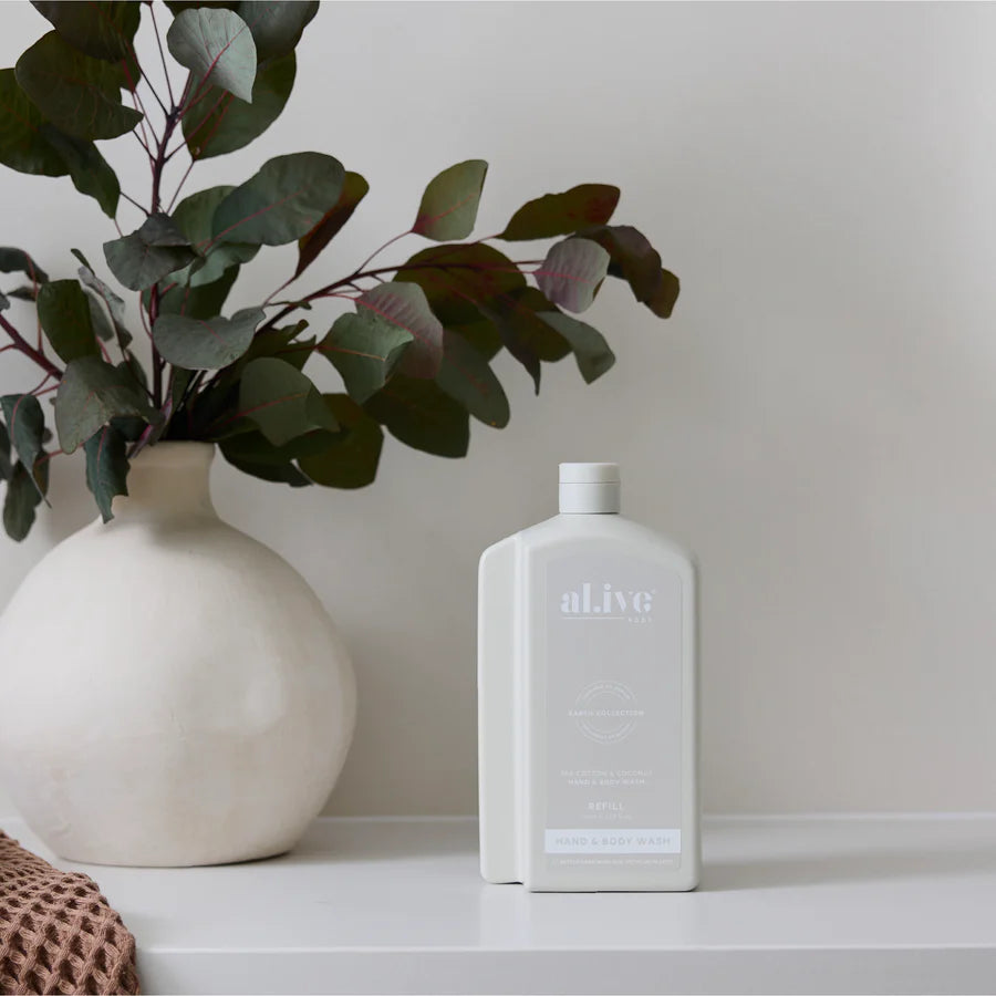 al.ive Hand & Body Wash Refill 1L - Sea Cotton & Coconut (Made in Australia)