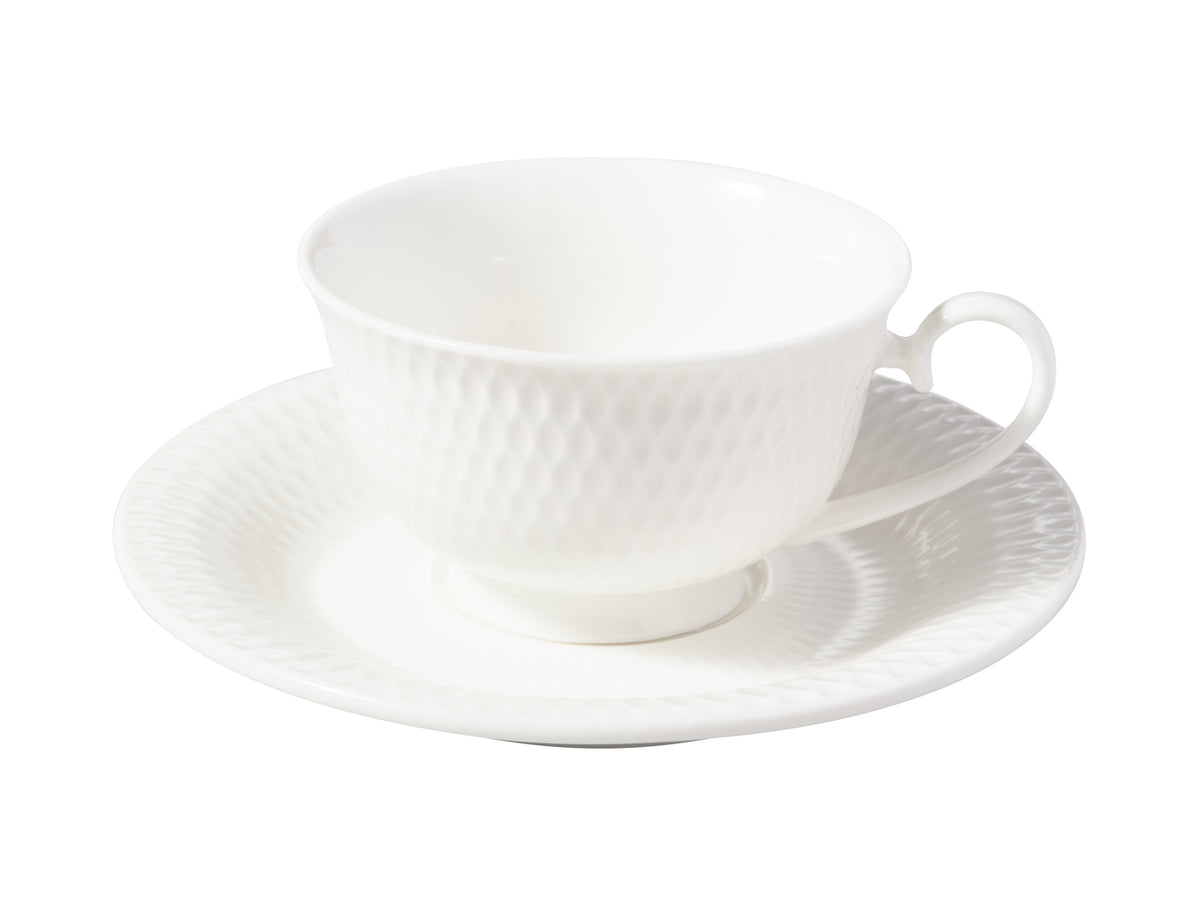 Maxwell & Williams White Basics Diamonds Footed Demi Cup & Saucer 90ml
