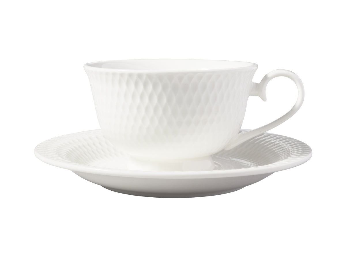 Maxwell & Williams White Basics Diamonds Footed Cup & Saucer 200ml